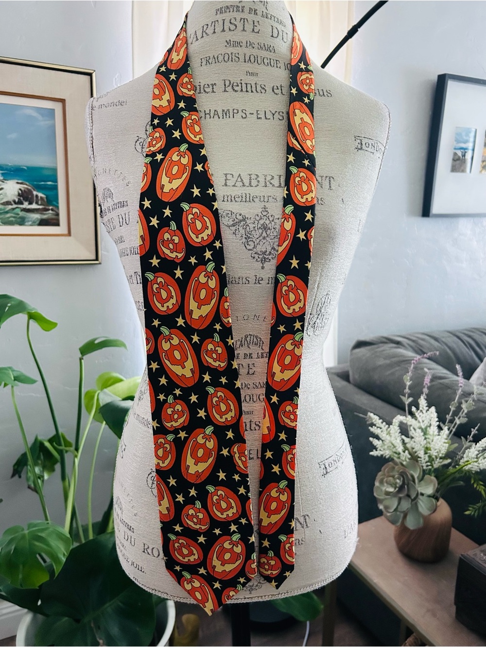 Halloween Pumpkin Print vintage necktie